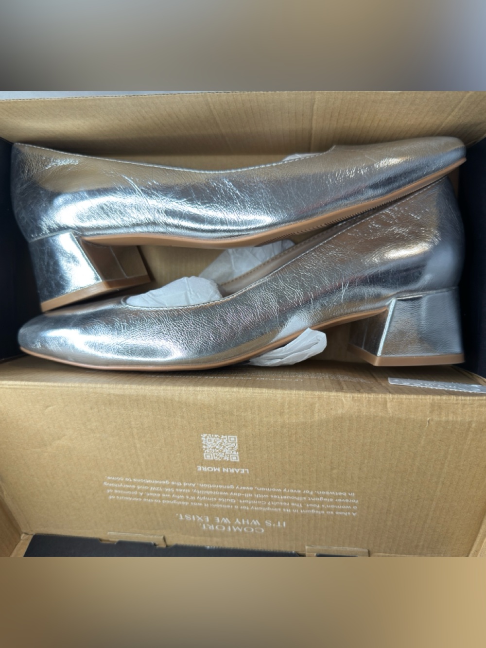 NWT Women's Naturalizer Silver Jayla Pump Low Block Heel Pumps 8.5